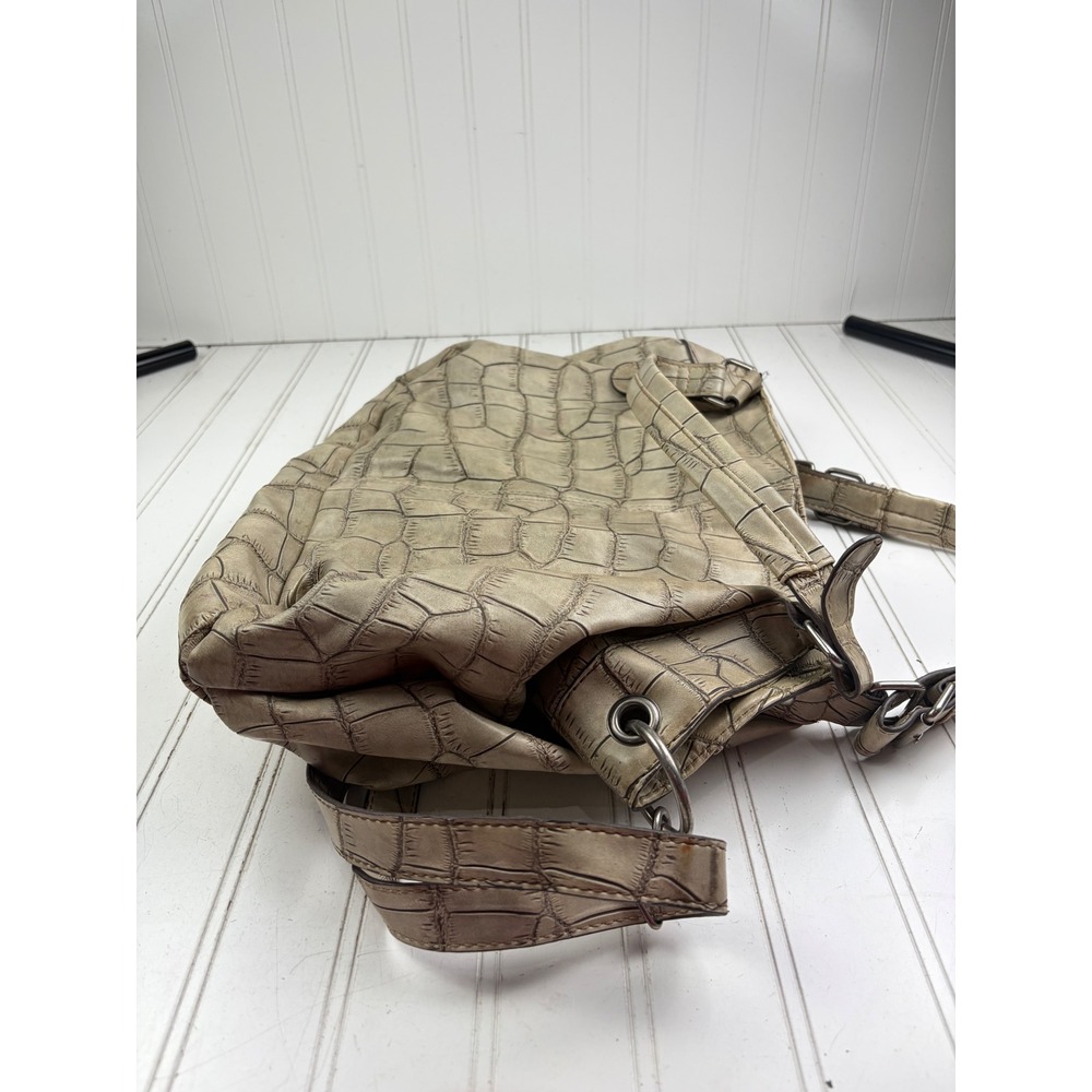 Charming Charlie Vintage Y2K Taupe Croc Embossed Shoulder Crossbody Purse - Picture 12 of 13